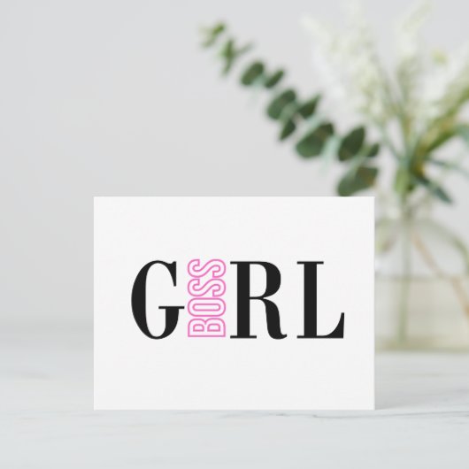 Girl Boss Pink Black Feestdagenkaart (Staand voorkant)