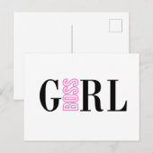 Girl Boss Pink Black Feestdagenkaart (Voorkant / Achterkant)