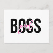 Girl Boss Pink Black Feestdagenkaart (Voorkant)