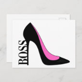 Girl Boss Pink Black Heel Feestdagenkaart (Voorkant / Achterkant)