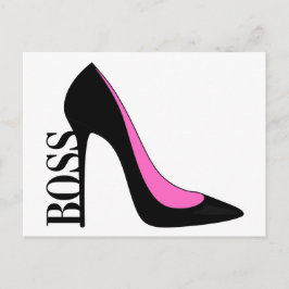 Girl Boss Pink Black Heel Feestdagenkaart