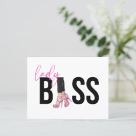 Girl Boss Pink Black Heel Feestdagenkaart