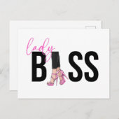 Girl Boss Pink Black Heel Feestdagenkaart (Voorkant / Achterkant)