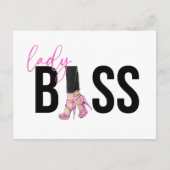 Girl Boss Pink Black Heel Feestdagenkaart (Voorkant)