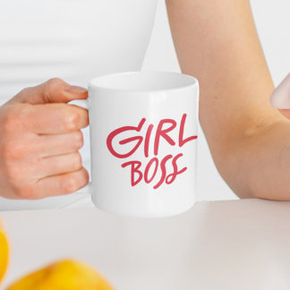 Girl Boss Red Bold Typography Feminine Girly Koffiemok
