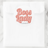 Girl Boss Retro Gepersonaliseerd naam Klassic Roun Ronde Sticker (Tas)