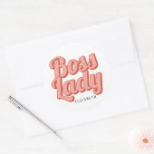 Girl Boss Retro Gepersonaliseerd naam Klassic Roun Ronde Sticker (Envelop)
