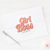 Girl Boss Retro Gepersonaliseerd naam Ronde Sticker (Envelop)
