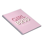 Girl Boss Retro Minimal Pink Notebook Notitieboek (Rechterzijde)