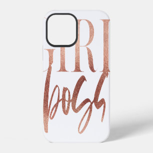 Girl Boss Rose Goud Zwarte Tekst iPhone 12 Hoesje