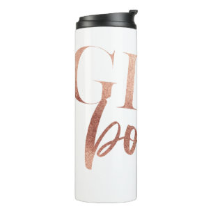 Girl Boss Rose Goud Zwarte Tekst Thermosbeker