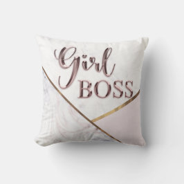Girl Boss Roze Chroom Marmer Trendy Moderne Chic Kussen