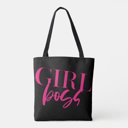 Girl Boss | Roze op zwart | Modern Tote Bag (Achterkant)
