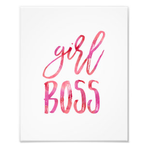 Girl Boss   Roze Waterverf Art Print Foto Afdruk