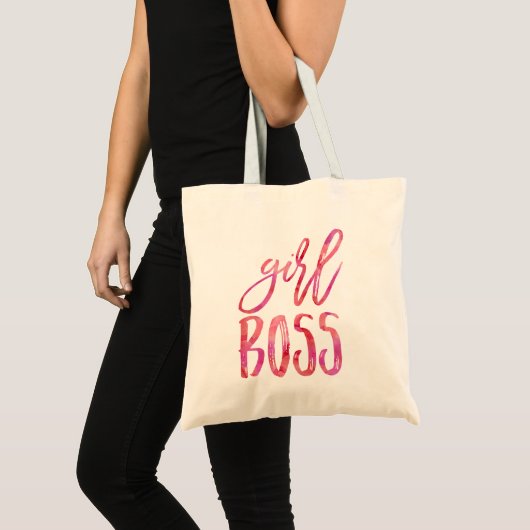 Girl Boss | Roze Waterverf Tote Bag (Voorkant (product))
