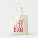 Girl Boss | Roze Waterverf Tote Bag<br><div class="desc">Chic,  modern roze waterverf meisje canvas tas.</div>