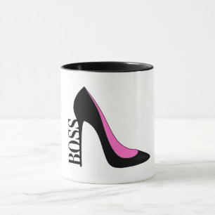 Girl Boss Roze Zwarte Hak Mok