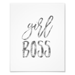 Girl Boss   Silver Art Print Foto Afdruk