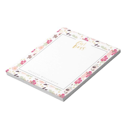 Girl Boss Trendy  Floral Pattern Notitieblok (Linkerzijde)