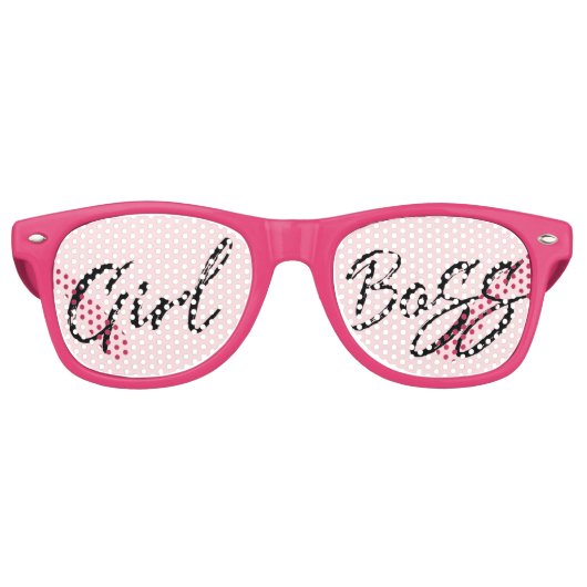 "Girl Boss" Trendy Script Typografisch Retro Zonnebril (Voorkant)