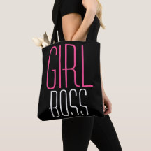 Girl Boss Trendy Typography Pink White op Black