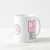 Girl Boss-typografie/Monogram-Initialen Koffiemok (Voorkant rechts)