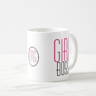 Girl Boss-typografie/Monogram-Initialen Koffiemok
