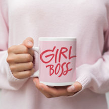 Girl Boss Vetgedrukte Typografie Rood & Roze Vrouw