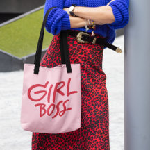 Girl Boss Vetgedrukte Typografie Rood & Roze Vrouw