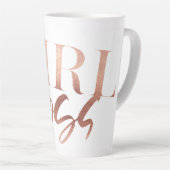 Girl Boss | Zwarte Roos Gold-tekst | Latte Mok (Rechterhoek)