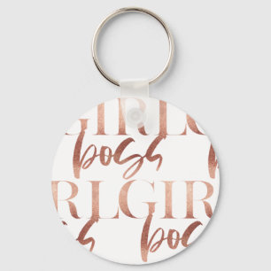 Girl Boss   Zwarte Roos Gold-tekst   Sleutelhanger
