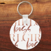 Girl Boss | Zwarte Roos Gold-tekst | Sleutelhanger (Voorkant)