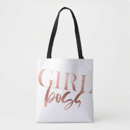 Girl Boss | Zwarte Roos Gold-tekst | Tote Bag