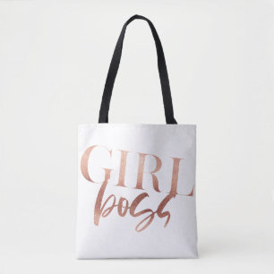 Girl Boss   Zwarte Roos Gold-tekst   Tote Bag