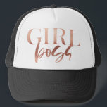 Girl Boss | Zwarte Roos Gold-tekst | Trucker Pet<br><div class="desc">GIRL BOSS - modern,  leuk,  trendy en krachtig ***Voor extra zazzle kantoorbenodigdheden,  adverteren of koopwaar om dit punt aan te passen,  te contacteren gelieve ons door het ontwerpercontact op onze zazzle homepage.</div>