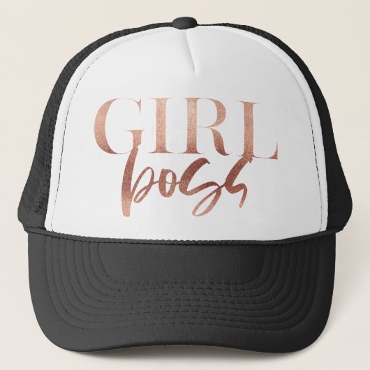 Girl Boss | Zwarte Roos Gold-tekst | Trucker Pet (Voorkant)