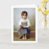 Girl, Bouguereau Kaart (Gele Bloem)