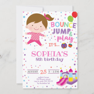 Girl Bounle Colorful Rainbow Birthday Party Kaart