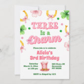 Girl Bow Glitter three is a charm St Patrick Kaart (Voorkant)