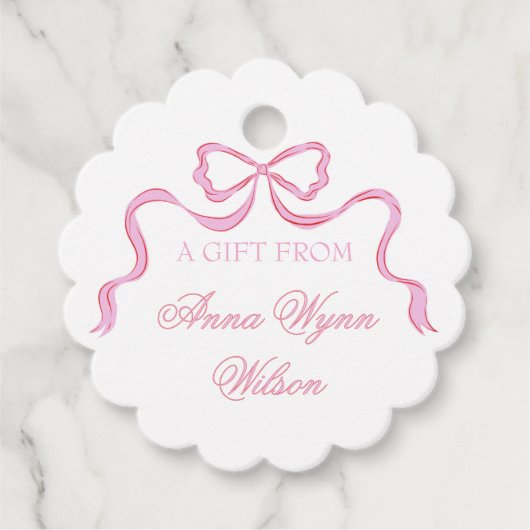Girl Bow Waterverf Gift Label (Voorkant)