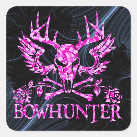 GIRL BOWHUNTER VIERKANTE STICKER (Voorkant)