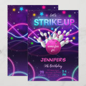 Girl Bowling Birthday Uitnodiging (Voorkant / Achterkant)