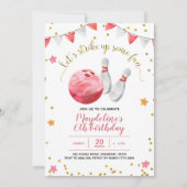 Girl Bowling Birthday Uitnodiging (Voorkant)