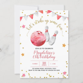 Girl Bowling Birthday Uitnodiging