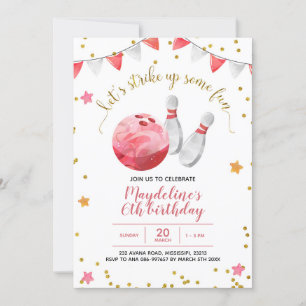 Girl Bowling Birthday Uitnodiging