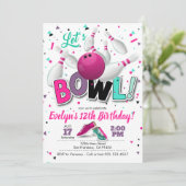 Girl Bowling Party Uitnodiging voor Bowling Party (Staand voorkant)
