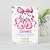 Girl boxing theme party invitation kaart (Staand voorkant)