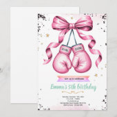 Girl boxing theme party invitation kaart (Voorkant / Achterkant)
