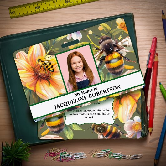 Girl Boy Child Photo Name School ID Card Custom Badge