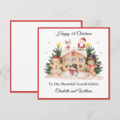 Girl Boy First Christmas Gingerbread Santa Card Feestdagenkaart (Voorkant / Achterkant)